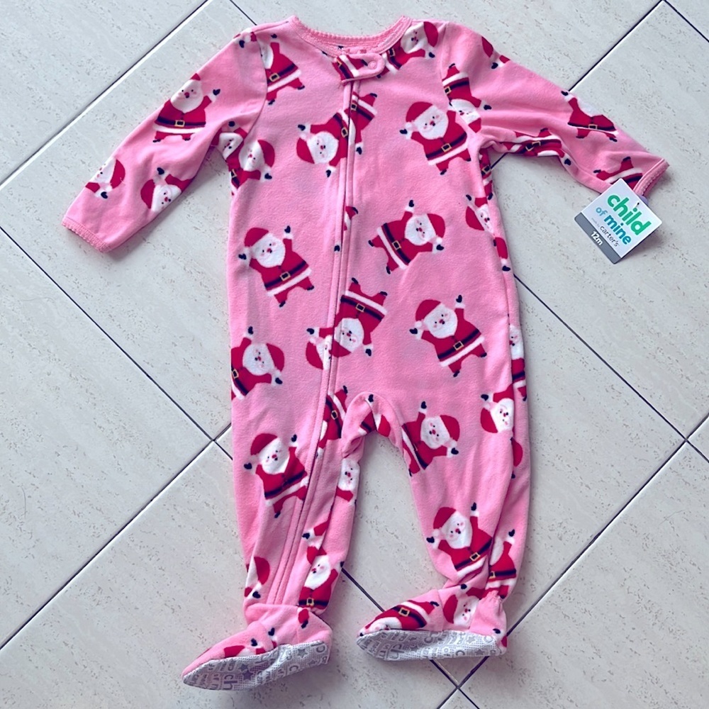 NWT Carter’s Christmas fleece pyjama Santa print